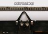 Typewriter with "CONFESSION" on paper.