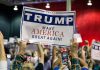 Sign at crowded rally for Trump campaign