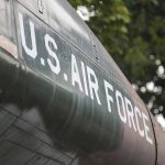 US Air Force plane with trees in background