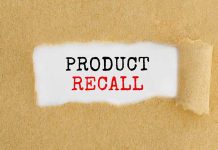 Text Product Recall on torn brown paper