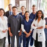 Group of medical professionals in a hospital setting