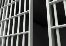 Closeup of prison cell bars