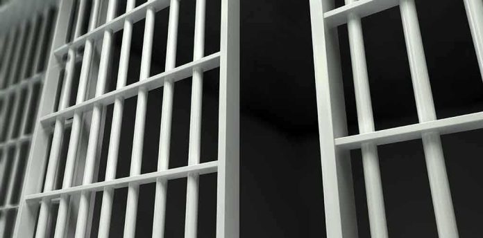 Closeup of prison cell bars