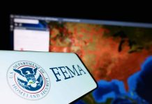 FEMA logo near a US map on screen