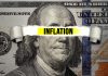 inflation text over torn hundreddollar bill