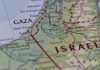Map showing Gaza and Israel locations