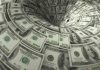Hundreddollar bills swirling into a financial vortex