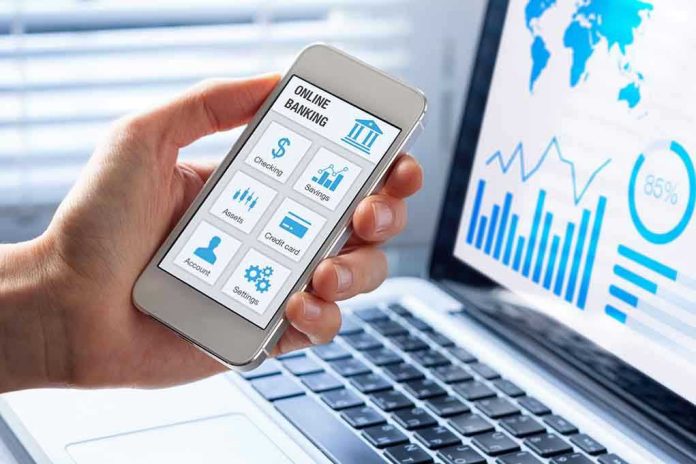 Person using smartphone for online banking