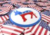 Dem Elites Cornered—Young Guns Take Aim Political buttons with American flags and donkey symbol.