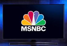 MSNBC logo displayed on a television screen