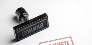 Banned stamp and rubber stamp on white background.