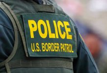 Illegal Immigrant Fleeing ICE KILLS Beloved Teacher Police U.S. Border Patrol uniform close-up.