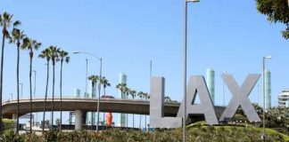 World Cup Fans Confront LAX Reality LAX sign with palm trees and blue sky