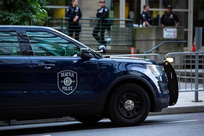 Seattle Police SUV parked on a city street