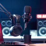 Music’s Biggest Players Just Made Their Move on AI Close-up of a microphone and headphones in a podcast studio