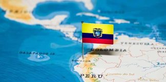 Armed City Inauguration – Colombia Makes a Historic Shift Ecuador flag pin on a map of South America