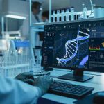 Scientists Used AI to Build Working Viruses Scientist analyzing DNA model on computer in laboratory