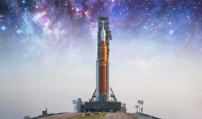 shutterstock_2193402575 Rocket on launch pad under starry sky