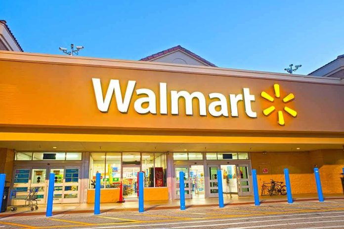 Walmart store exterior at dusk