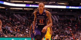 Bizarre Court Chaos: Fans Disrupt WNBA Games basketball player dribbling on a court during a game