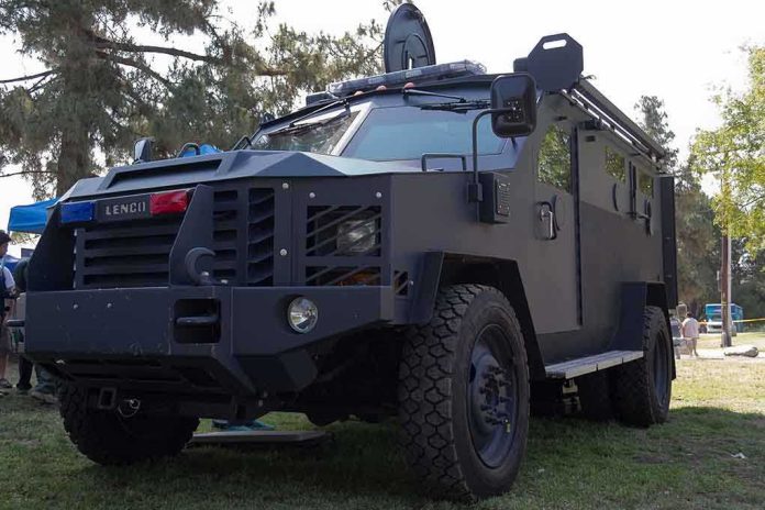shutterstock_148234208 An armored Lenco BearCat vehicle displayed outdoors