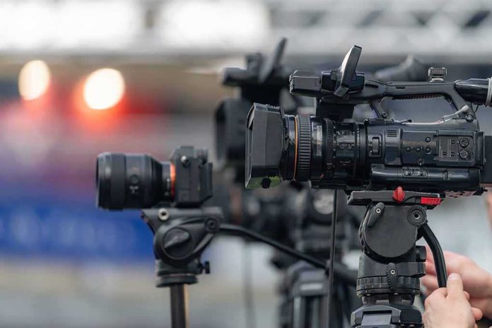 shutterstock_2762343045-2 Professional video cameras on tripods