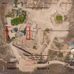 Airstrike Success in Doubt Aerial view through drone HUD of archaeological ruins and surrounding campsite