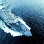 U.S. Forces Destroy Two Iranian Launchers Naval warship cutting through open sea