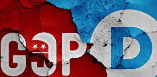 National Polls: Blue Wave Warning Hits Capitol Political party symbols on cracked red and blue wall
